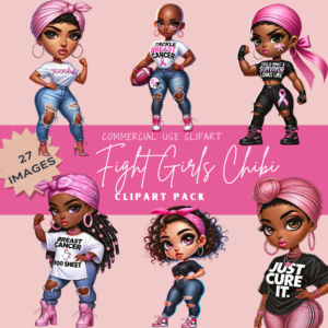 Pink We Fight Chibis Clipart (27 Images)