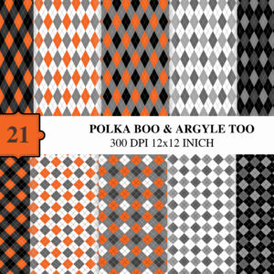 Polka Boo & Argyle Too Pack Digital Paper (21 Papers)