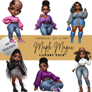 Maple Magic 40 Cute Fall Chibi Girls Clipart (40 Images)