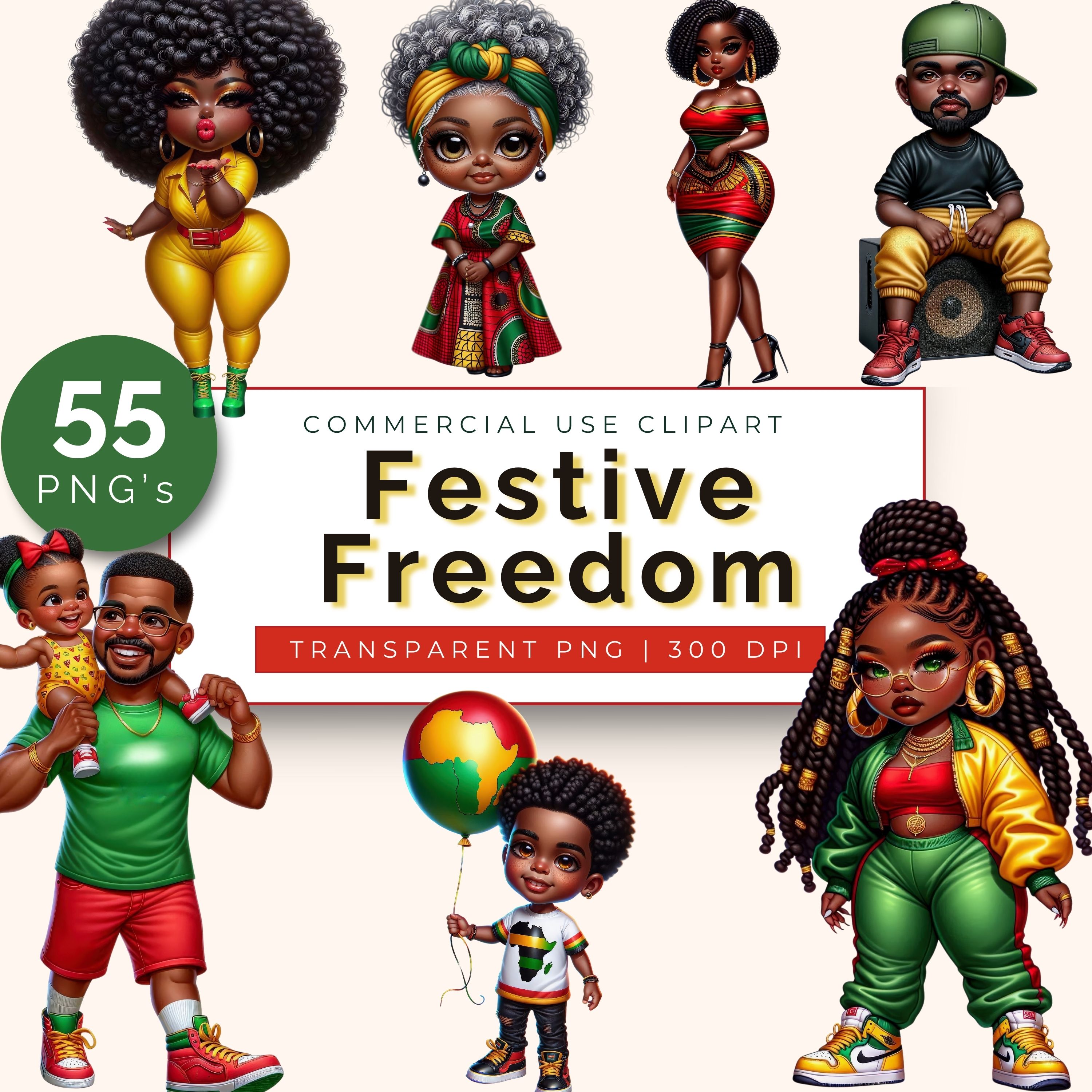 Festive Freedom Chibi Clipart (58 Images)