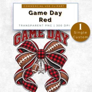Game Day Football Bow Red Plaid PNG (SINGLE IMAGE)